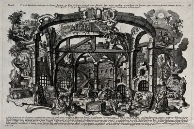 Daniel in the lions' den, and other scenes from the biblical book Daniel