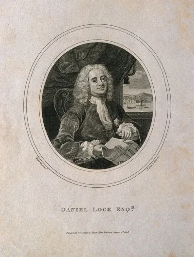 Daniel Lock. Line engraving by T. Cook & Son, 1808, after W. Hogarth