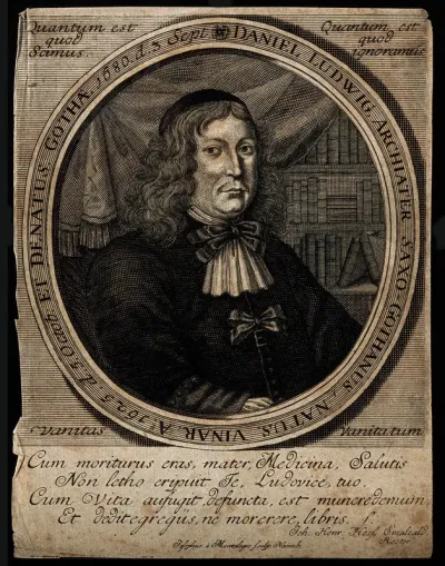 Daniel Ludwig. Line engraving by J. à Montalegre