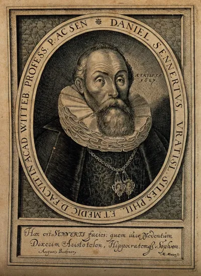 Daniel Sennert. Line engraving by M. Merian, 1628