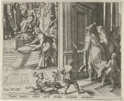 Daniël strooit as op de tempelvloer
