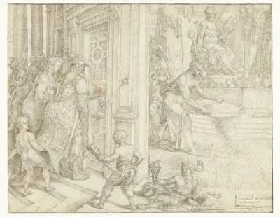 Daniël strooit as op de tempelvloer