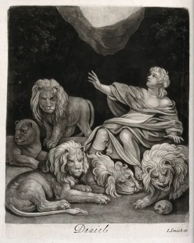 Daniel trapped with lions