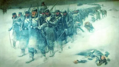 Danish infantry during the retreat from Dannevirke the night of 5 and 6 February 1864.