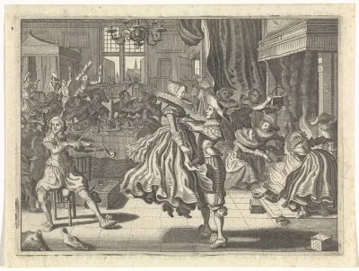 Dansend gezelschap in een herberg