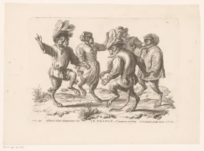 Dansende apen in een kring