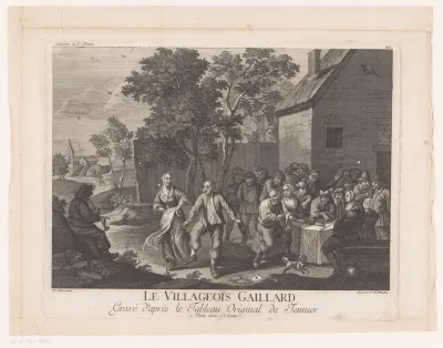 Dansende boeren op een dorpsfeest
