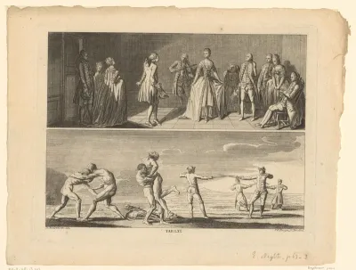 Dansende en schermende mensen