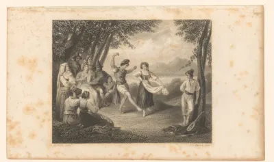 Dansende figuren in een bos