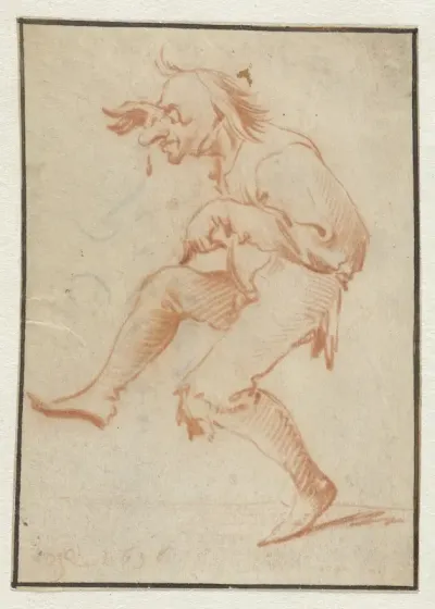 Dansende, haveloos geklede man