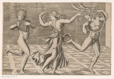 Dansende maenade en saters