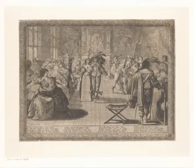Dansende man en vrouw op een bal