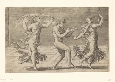 Dansende sater en maenaden