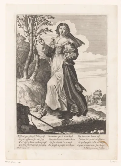 Dansende vrouw in een landschap