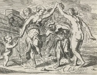 Dansende vrouwen en Amor