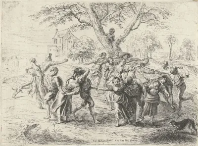 Dansers bij een boom
