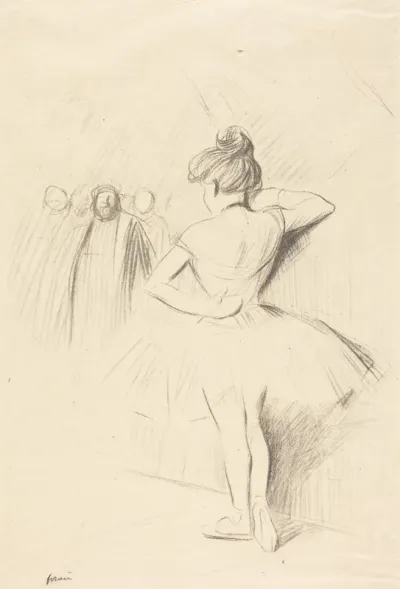 Danseuse accotée contre un portant (avec des figurants) (Dancer Leaning against an Upright (with extras))