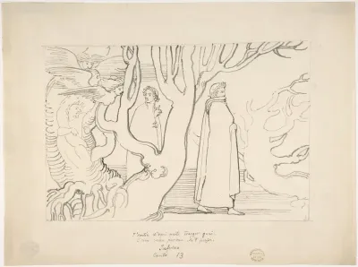 Dante and Virgil in the Suicidal Wood (Inferno, Canto 13, verses 22-23)