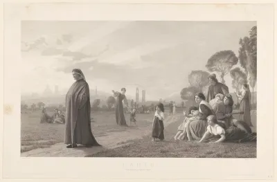 Dante mediterend in de Parco delle Cascine, Florence