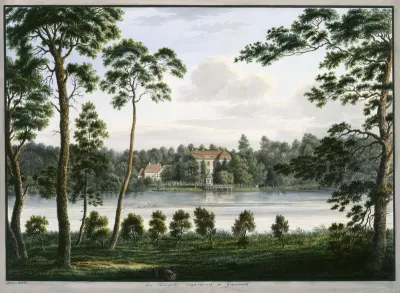 Das Jagdschloss Grunewald von der anderen Havelseite aus gesehen