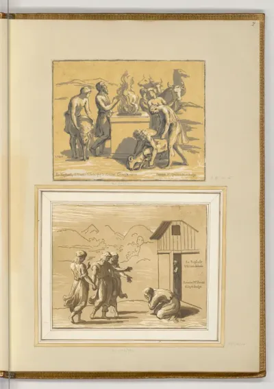 Das Opfer des Noah; Abraham und die drei Engel