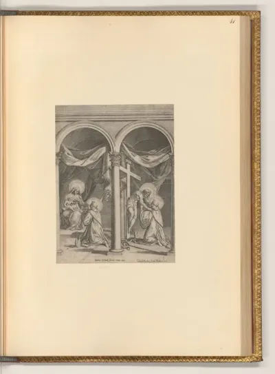 Das Wunder der Nährung des heiligen Bernhard von Clairvaux aus der Brust der Madonna, Christus umarmt den Heiligen