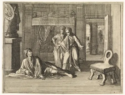 David bidt voor het leven van het kind van Bathseba