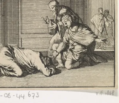 David bidt voor het leven van het kind van Bathseba