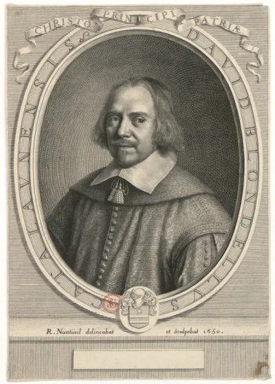 David Blondel Catalaunensis. Christo Principi Patriae. R. Nantueil delineabat et sculpebat. 1650