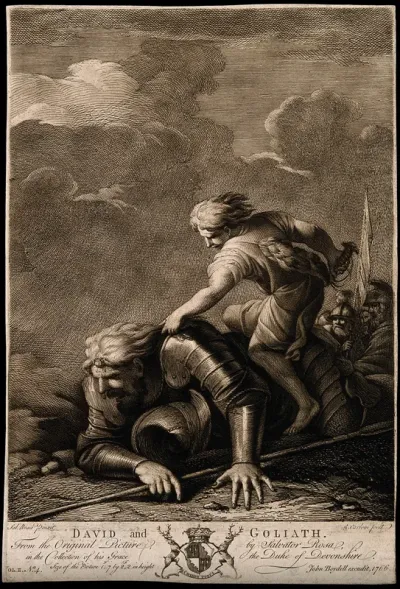 David in combat with Goliath