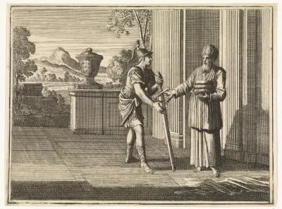David ontvangt de toonbroden en het zwaard van Goliath