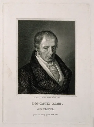 David Rahn. Line engraving by H. R. Rahn, 1857
