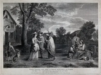 David Teniers has a gipsy fortune-teller read the palm of his wife