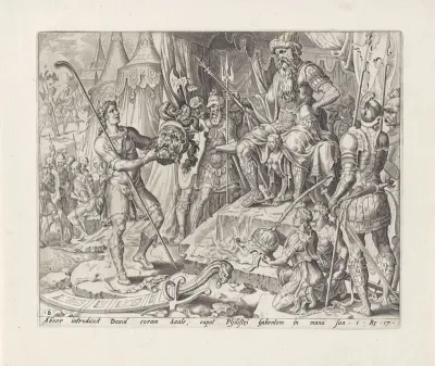 David toont het hoofd van Goliat aan Saul