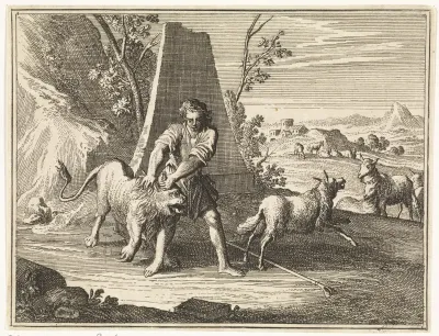 David verlost een schaap uit de muil van een leeuw