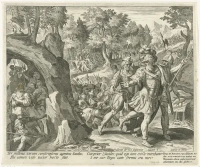 David verschuilt zich voor het leger van Saul