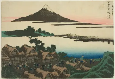 Dawn at Isawa in Kai Province (Koshu Isawa no akatsuki), from the series "Thirty-six Views of Mount Fuji (Fugaku sanjurokkei)"