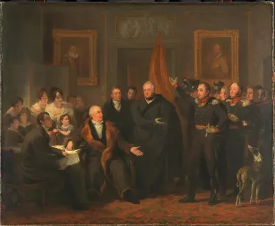 De aanvaarding van het Hoog Bewind door het Driemanschap in naam van de prins van Oranje, 21 november 1813