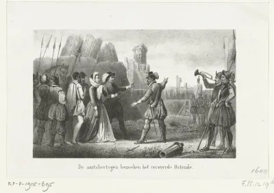 De aartshertogen bezoeken het veroverde Oostende, 1604