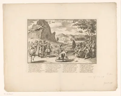 De Actiesfinx springt van de berg, 1720