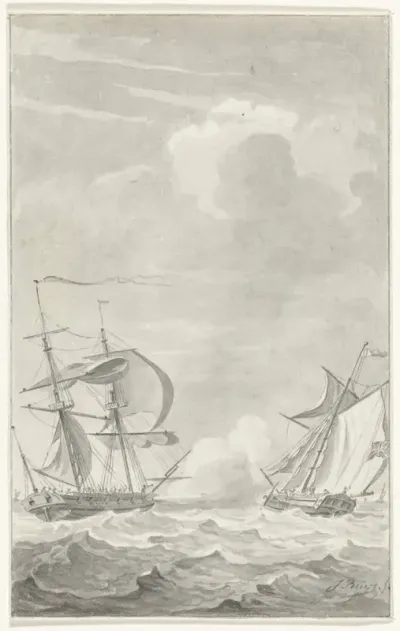 De Amerikaanse kaperkapitein Cunningham valt in Het Kanaal een Engels schip aan, 2 mei 1777