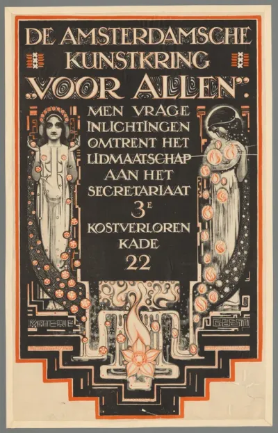 De Amsterdamsche Kunstkring "Voor allen". Men vrage inlichtingen omtrent het lidmaatschap aan het secretariaat.