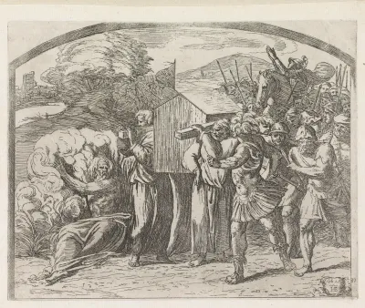 De Ark des Verbonds over de Jordaan gedragen