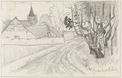 De berken bij de rotonde en de kerk van Blaricum