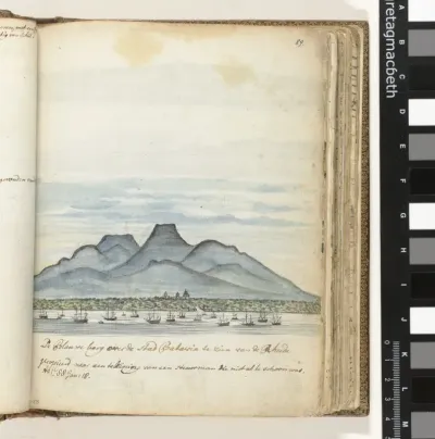 De Blauwe berg over de stad Batavia te zien van de Rheede