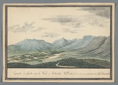 De boerderij van Johannes de Waal, bij het Hottentots Holland gebergte