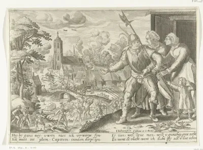 De boerenkapitein wordt het vechten belet, ca. 1600