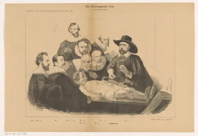 De Chirurgische Les. (Vrij naar Rembrandt.)