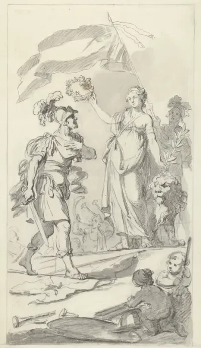 De dappere Bataaf door de Nederlandse Maagd bekroond, 1799