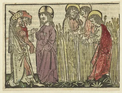 De discipelen plukken en eten aren op de sabbat